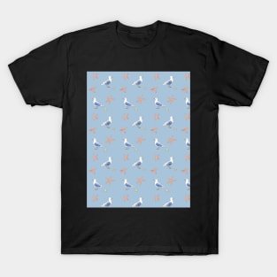 Nautical pattern with Seagull and Sea stars T-Shirt